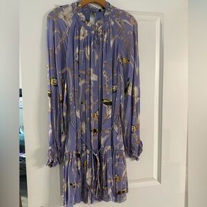 Banana Republic Long Sleeve Floral/Bird Print Dress